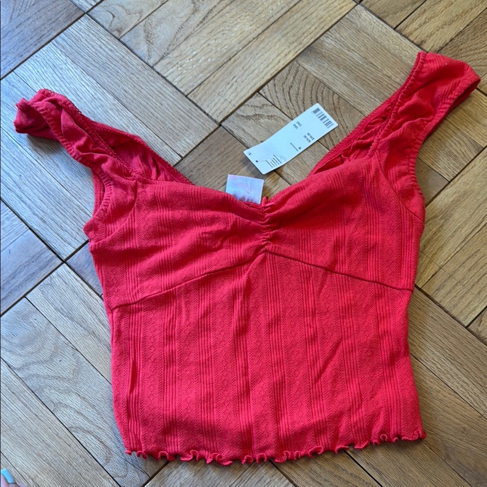NWT Urban Outfitters Women's Red Ruffled Top